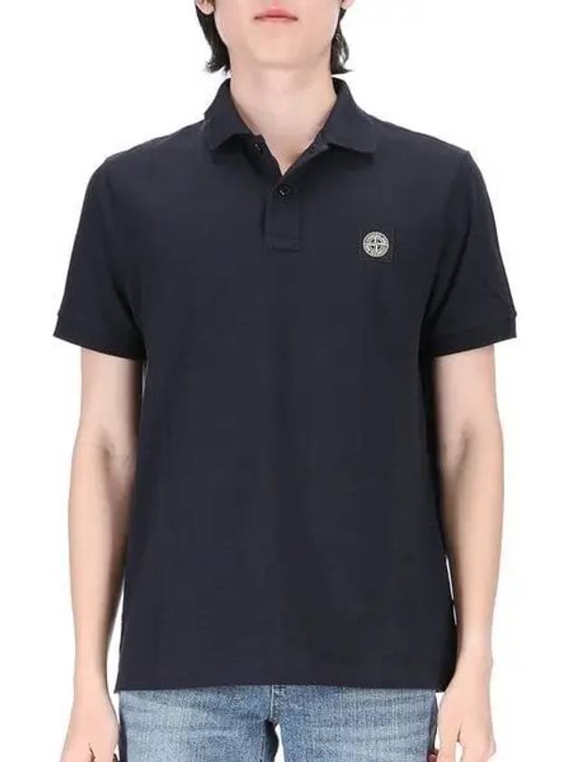 Logo Patch Polo Shirt Navy - STONE ISLAND - BALAAN 2