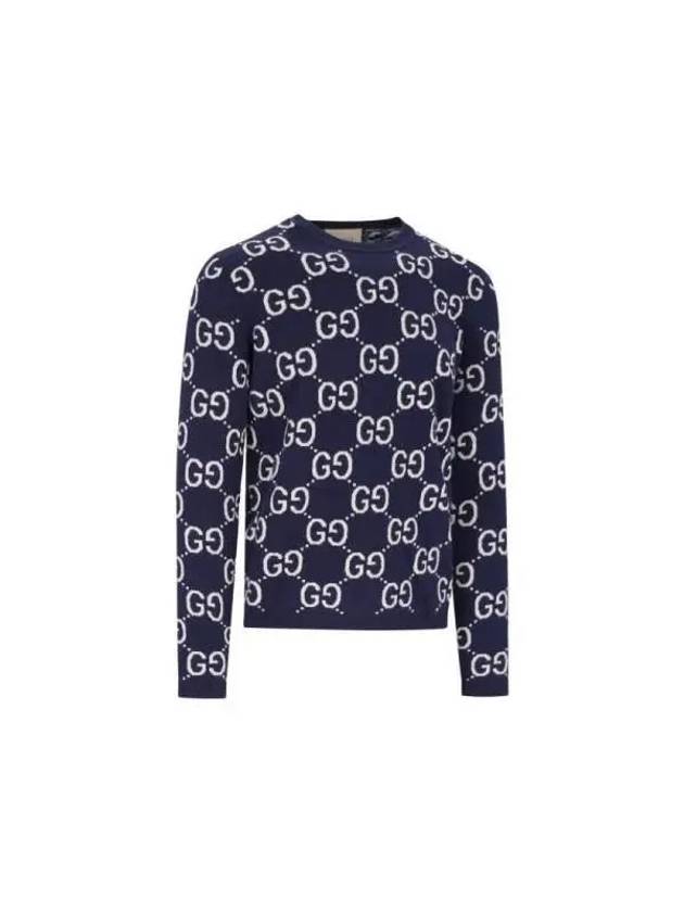 GG Wool Jacquard Knit Top Blue - GUCCI - BALAAN 4