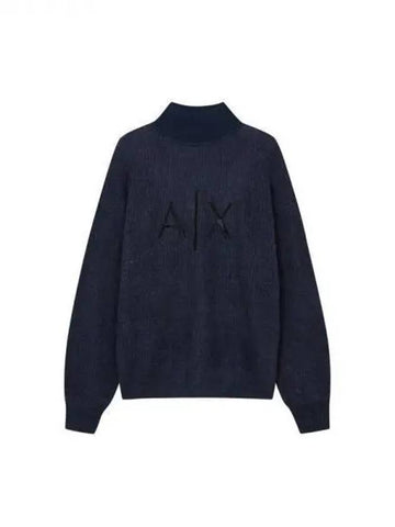 Women s AX logo mohair high neck knit navy 270013 - ARMANI EXCHANGE - BALAAN 1