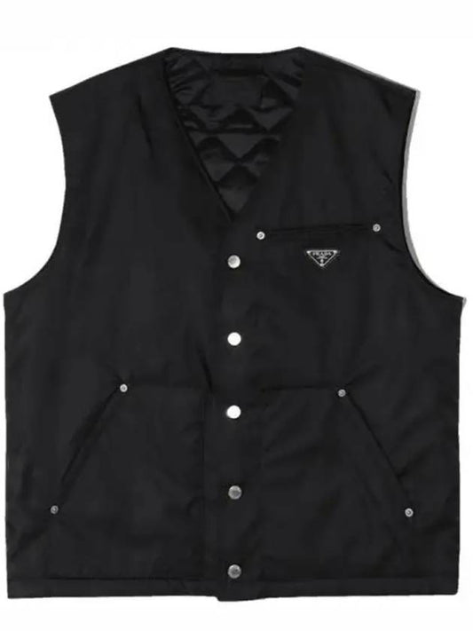 Triangle Logo Re-Nylon Padded Vest Black - PRADA - BALAAN 2