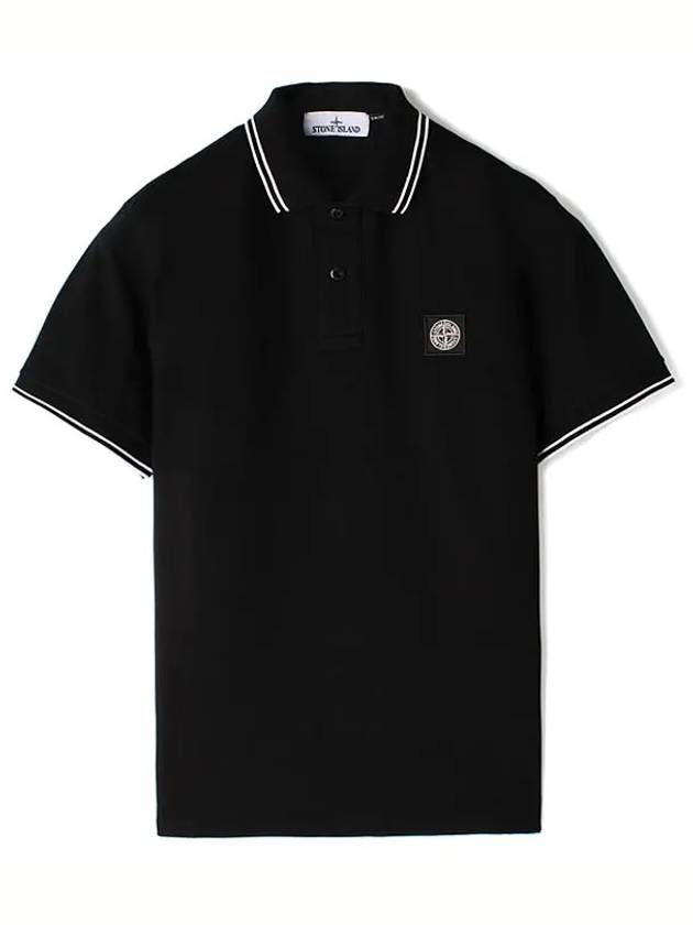 Logo Patch Polo Shirt Black - STONE ISLAND - BALAAN 2