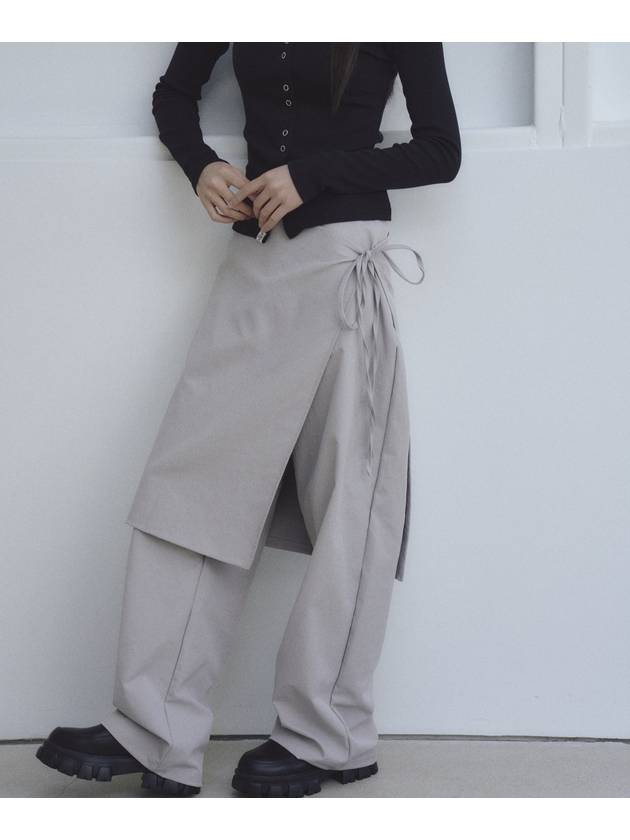 Wrap skirt half banded pants Gray - THE GREEN LAB - BALAAN 2