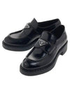 Triangle Logo Chocolate Brushed Leather Loafers Black - PRADA - BALAAN 2