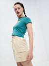 Women's Slim Crop Short Sleeve T-Shirt Green - STUSSY - BALAAN 5