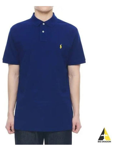 Custom Slim Fit Mesh Polo Shirt Blue - POLO RALPH LAUREN - BALAAN 1