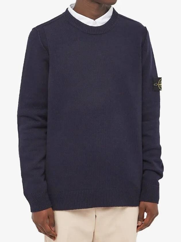 Wappen Patch Crew Neck Wool Knit Top Navy - STONE ISLAND - BALAAN 3