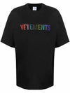 Multi Color Crystal Logo Short Sleeve T-Shirt Black - VETEMENTS - BALAAN 3