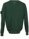 Logo Patch Round Neck Cotton Knit Top Dark Green - STONE ISLAND - BALAAN 4