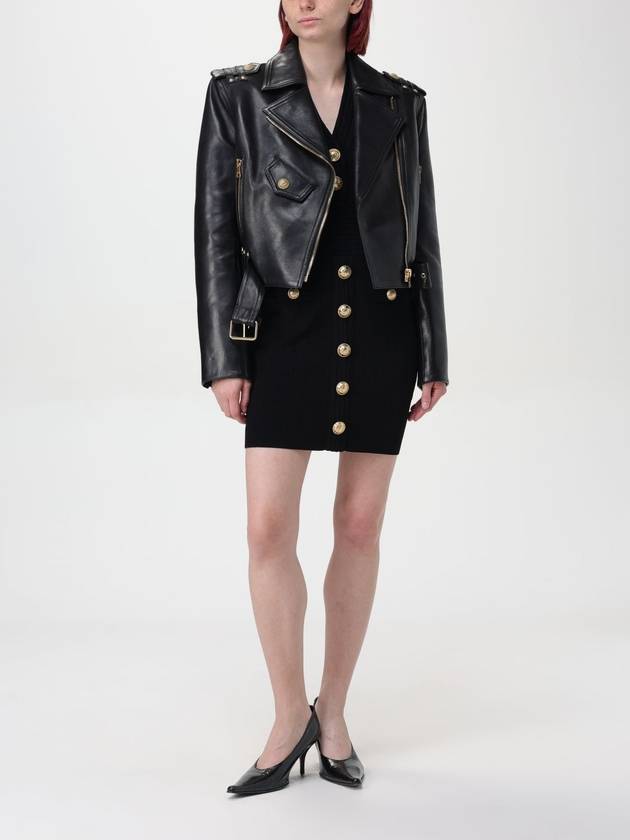 Biker Belted Leather Jacket Black - BALMAIN - BALAAN 3