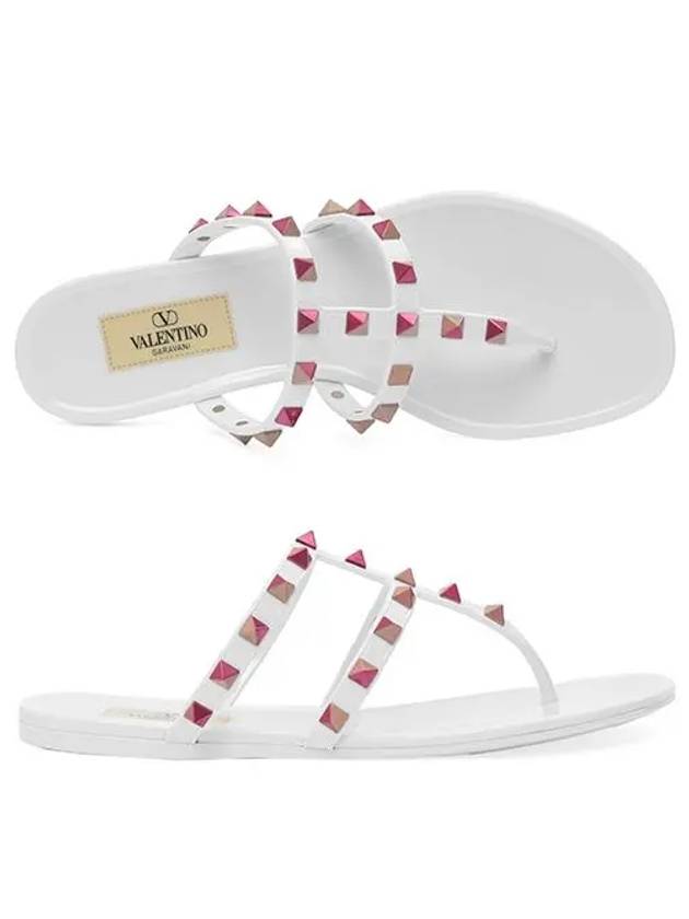 Rockstud Flat Thong Flip-Flop White - VALENTINO - BALAAN 5