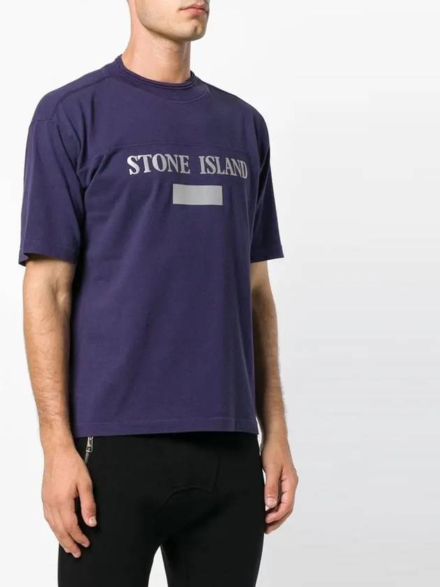 Men's 11th Anniversary Logo Print Short Sleeve T-Shirt Purple - STONE ISLAND - BALAAN 5