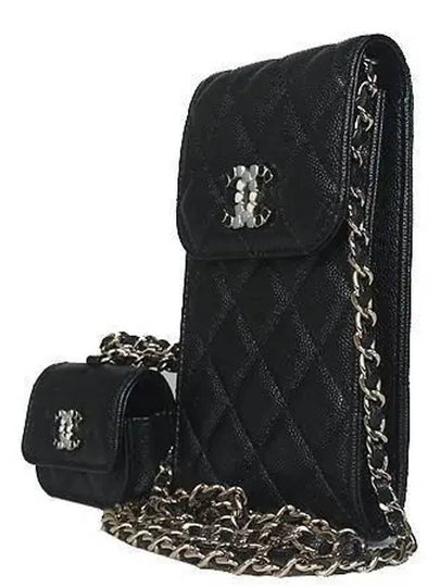 AP2033 Black Caviar Phone Holder Mini Cross Bag - CHANEL - BALAAN 2