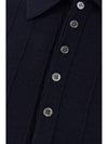 Striped Virgin Wool Long Sleeve Polo Shirt Navy - THOM BROWNE - BALAAN 4