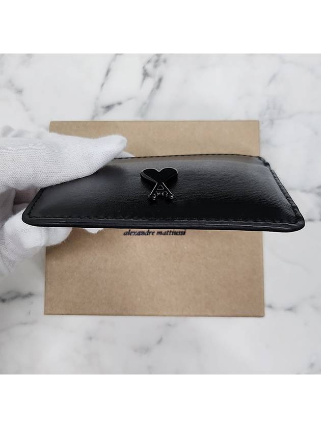 Heart Logo Leather Card Wallet Black - AMI - BALAAN 9