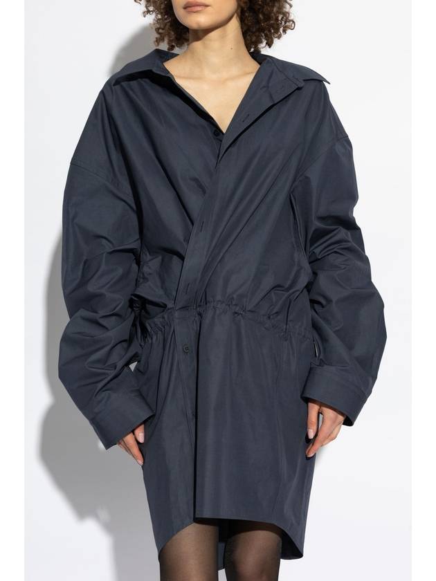 Balenciaga Cotton Dress With Draping, Women's, Navy Blue - BALENCIAGA - BALAAN 3