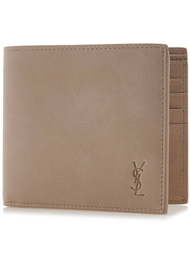 Cassandre Logo Bifold Half Wallet Beige - SAINT LAURENT - BALAAN 2