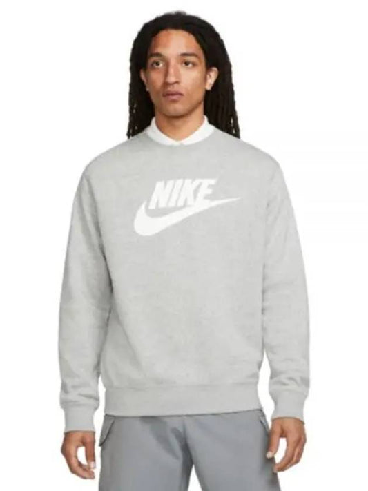 Club Graphic Crew Neck Sweatshirt Grey - NIKE - BALAAN 2