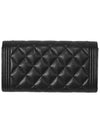 Boy Silver Long Flap Caviar Long Wallet Black - CHANEL - BALAAN 6