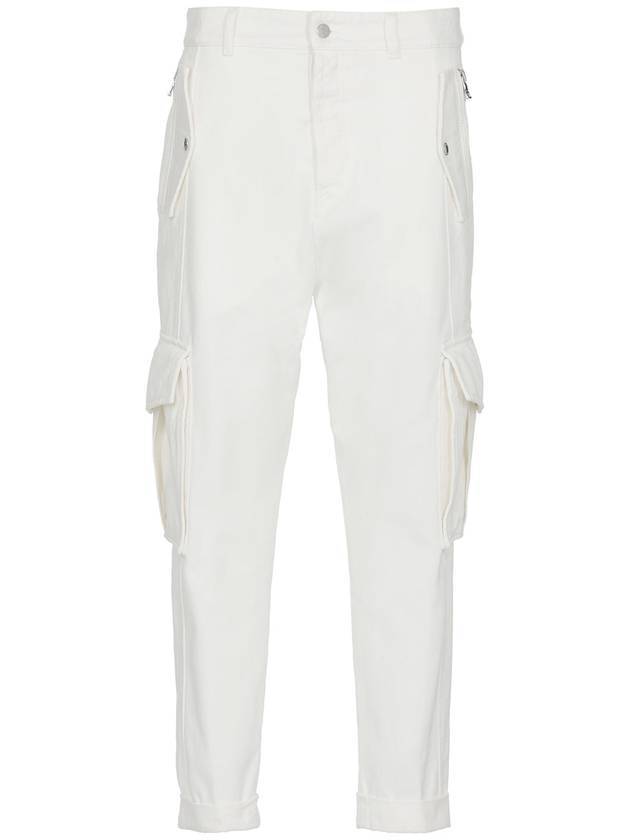 Men's Cargo Cotton Straight Pants White - BALMAIN - BALAAN 1