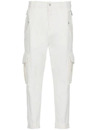 Men's Cargo Cotton Straight Pants White - BALMAIN - BALAAN 1