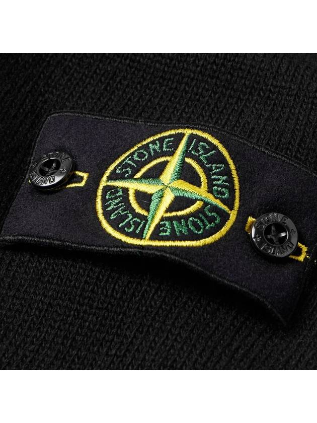 Logo Patch Crew Neck Wool Knit Top Black - STONE ISLAND - BALAAN 8