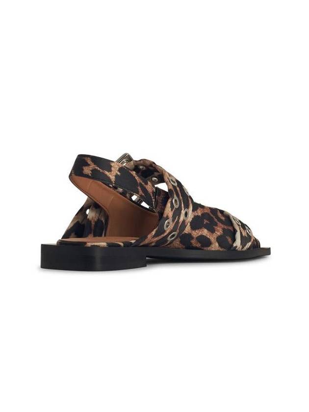 Leopard Satin Feminine Buckle Ballerina Brown - GANNI - BALAAN 4