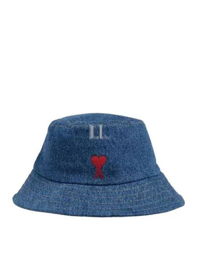 De Coeur Embroidered Denim Bucket Hat Blue - AMI - BALAAN 2