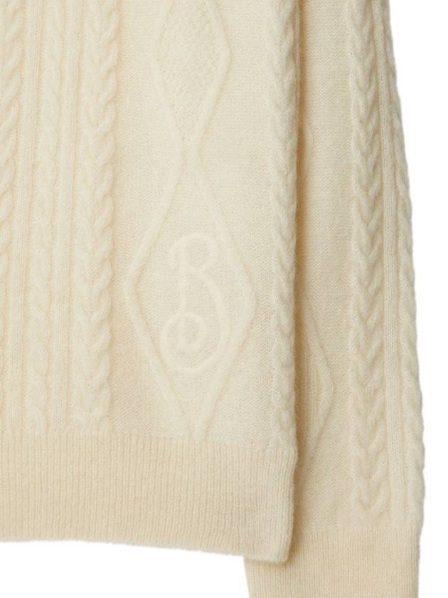 Aran Cable Polo Knit Top Snow - BURBERRY - BALAAN 6