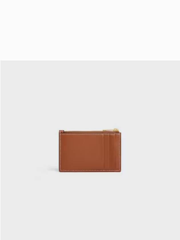 Zipper Smooth Lambskin Card Wallet Tan - CELINE - BALAAN 4