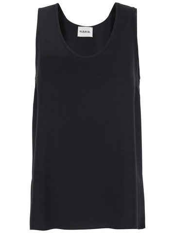 Black Sleeveless Top With Round Neck In Tech Fabric Woman - P.A.R.O.S.H. - BALAAN 1