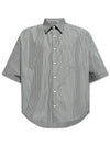 Striped Boxy Fit Short Sleeve Shirt Grey - AMI - BALAAN 2