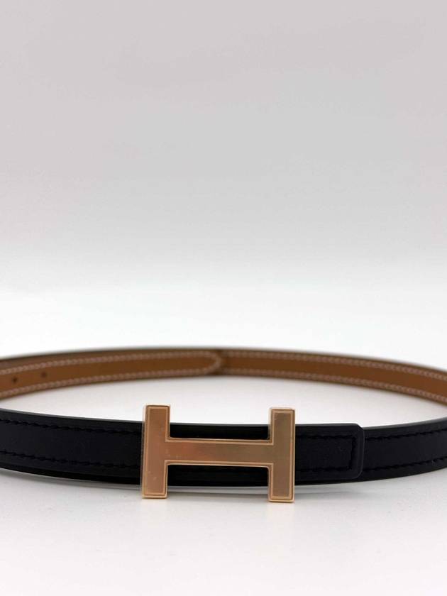 Women's Focus Buckle Reversible Leather Belt Black Rose Gold - HERMES - BALAAN 5