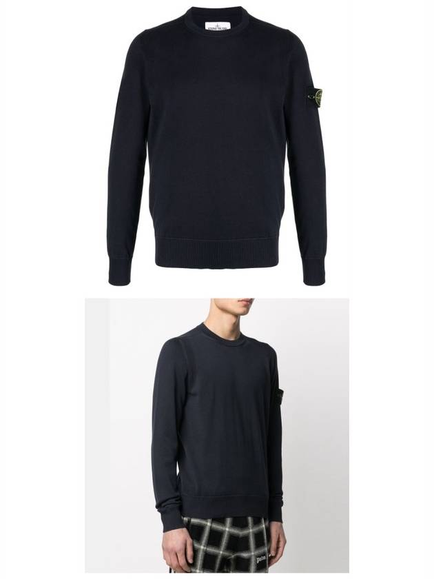 Wappen Patch Cotton Knit Top Navy - STONE ISLAND - BALAAN 5