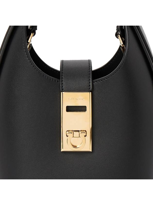 Women's Gancini Buckle Mini Hobo Shoulder Bag Black - SALVATORE FERRAGAMO - BALAAN 9