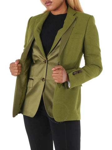 Burberry Ladies Juniper Green Wool Ramie And Silk Satin Tailored Jacket, Brand Size 2 (US Size 0) - BURBERRY - BALAAN 1