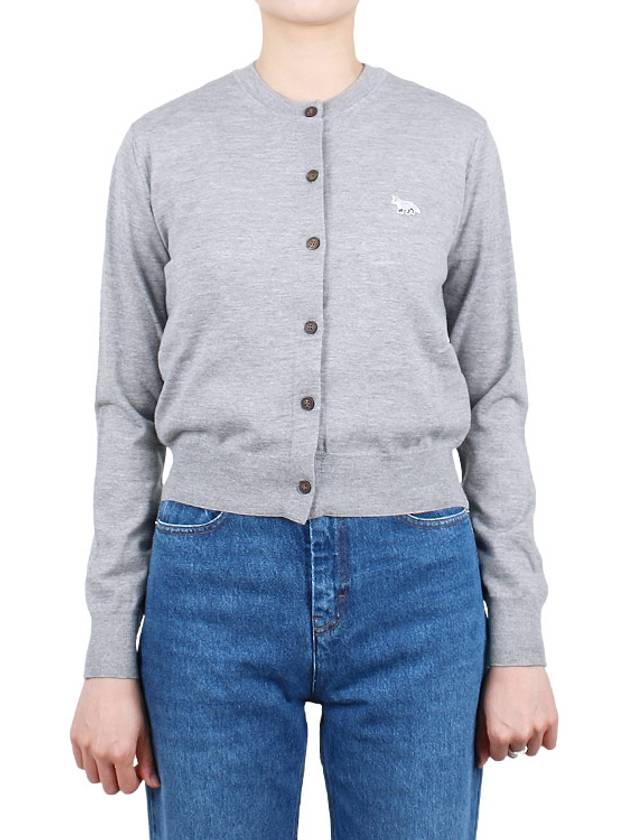 Baby Fox Patch Regular Cardigan Grey Melange - MAISON KITSUNE - BALAAN 3