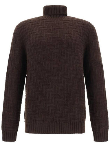 Wool Cashmere Turtleneck Cocoa Brown - PRADA - BALAAN 1