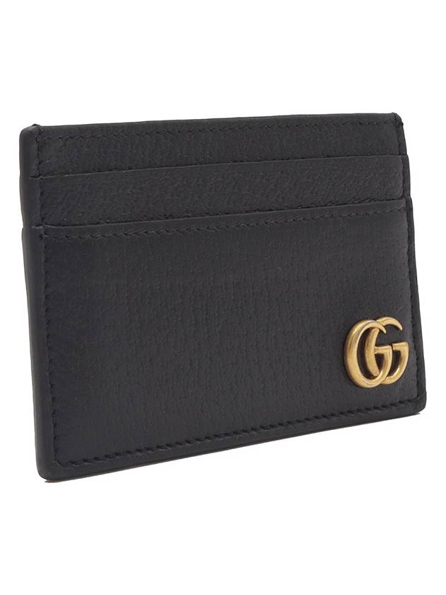 Black leather gold plated GG Marmont card wallet - GUCCI - BALAAN 4