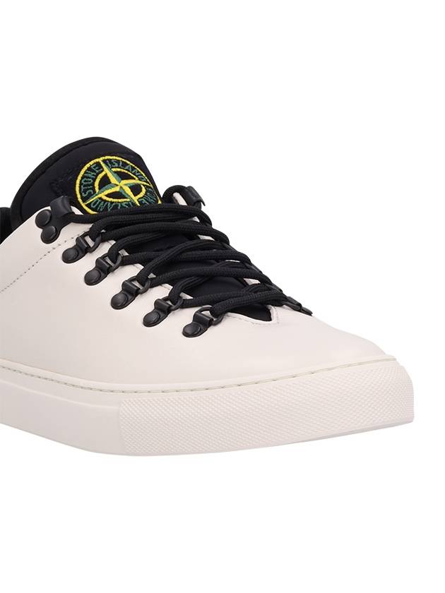 S0101 Logo Lace-Up Leather Low Top Sneakers White - STONE ISLAND - BALAAN 6