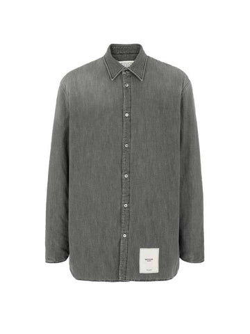 logo patch long sleeve shirt gray - MAISON MARGIELA - BALAAN.