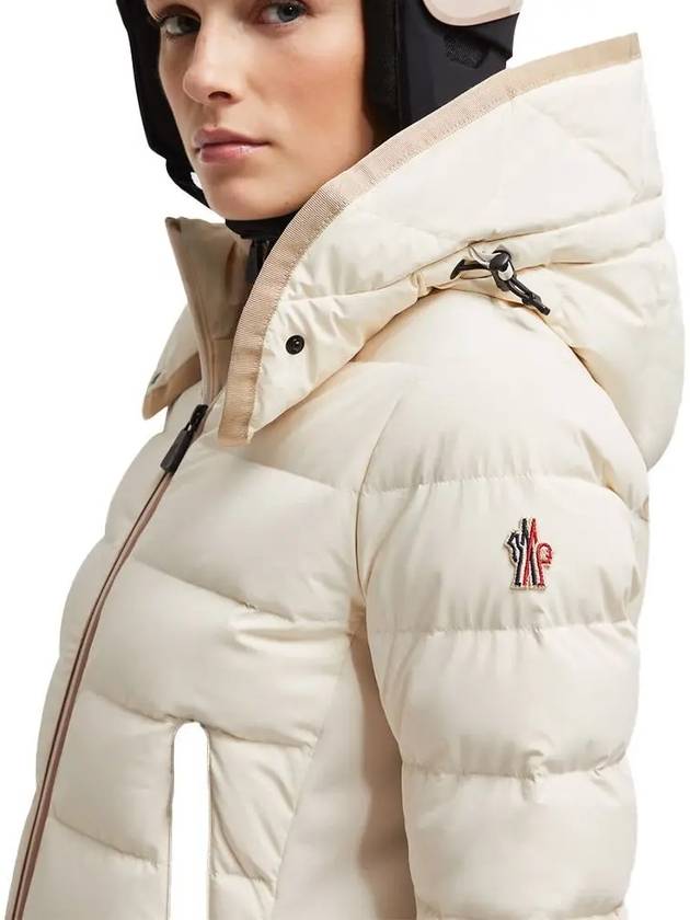 Women s Lamoura Hooded Shearling Short Down Padding White Ivory - MONCLER - BALAAN 4