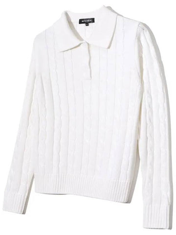 Cable collar long sleeve knit IVORY - 20THHOLE - BALAAN 1