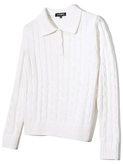 Cable collar long sleeve knit IVORY - 20THHOLE - BALAAN 2