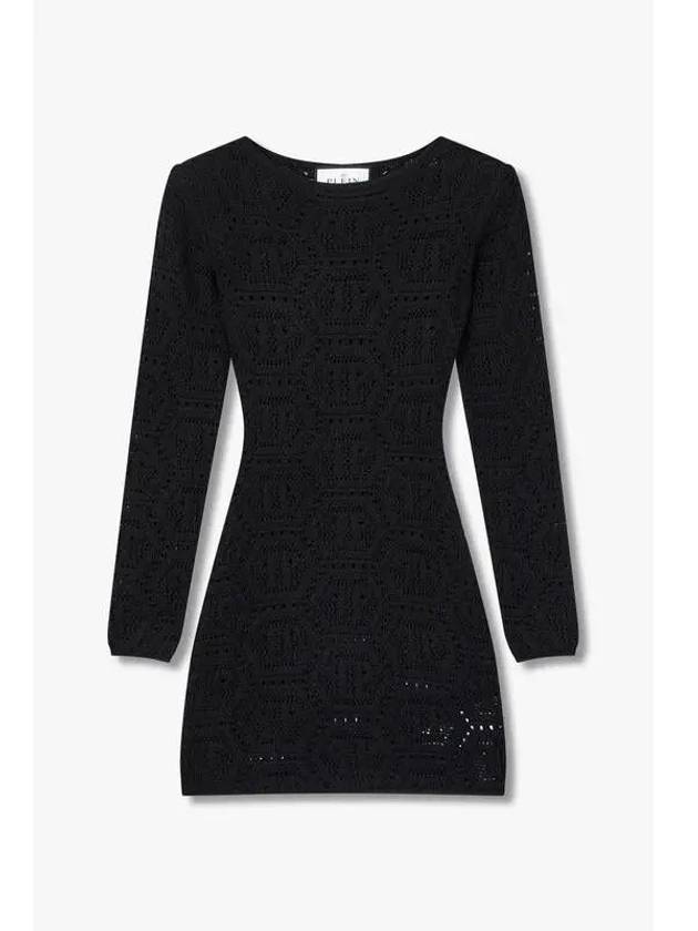 Women s Logo Pointel Knit Dress Black - PHILIPP PLEIN - BALAAN 1