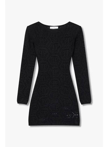 Women s Logo Pointel Knit Dress Black - PHILIPP PLEIN - BALAAN 1