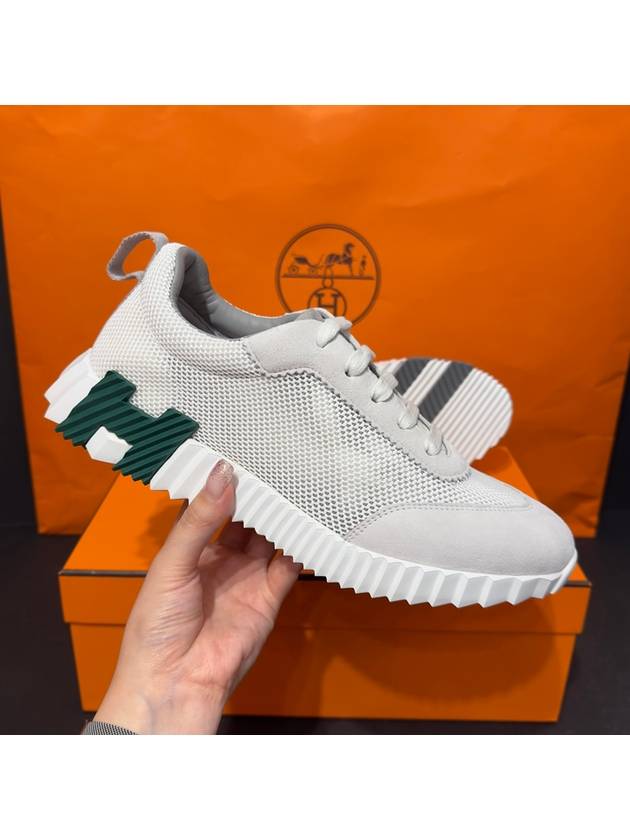 Men's Bouncing Sneakers White Mesh H Green Gray Logo - HERMES - BALAAN 1