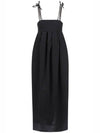 Double Satin String Long Dress Black - GANNI - BALAAN 2