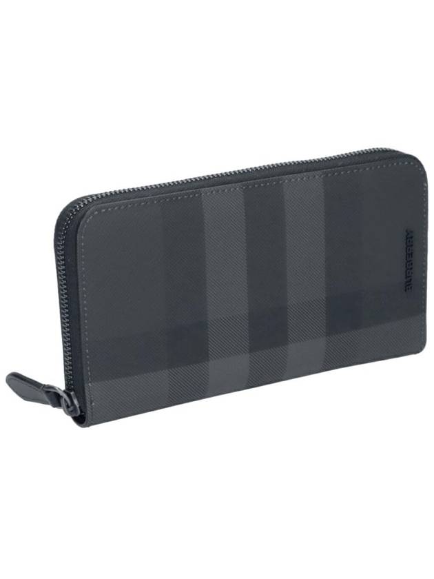 Logo Plaque Check Zipper Long Wallet Black - BURBERRY - BALAAN 3