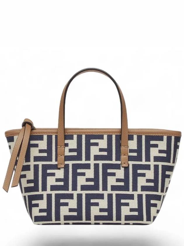 Roll FF Jacquard Small Tote Bag Blue - FENDI - BALAAN 3