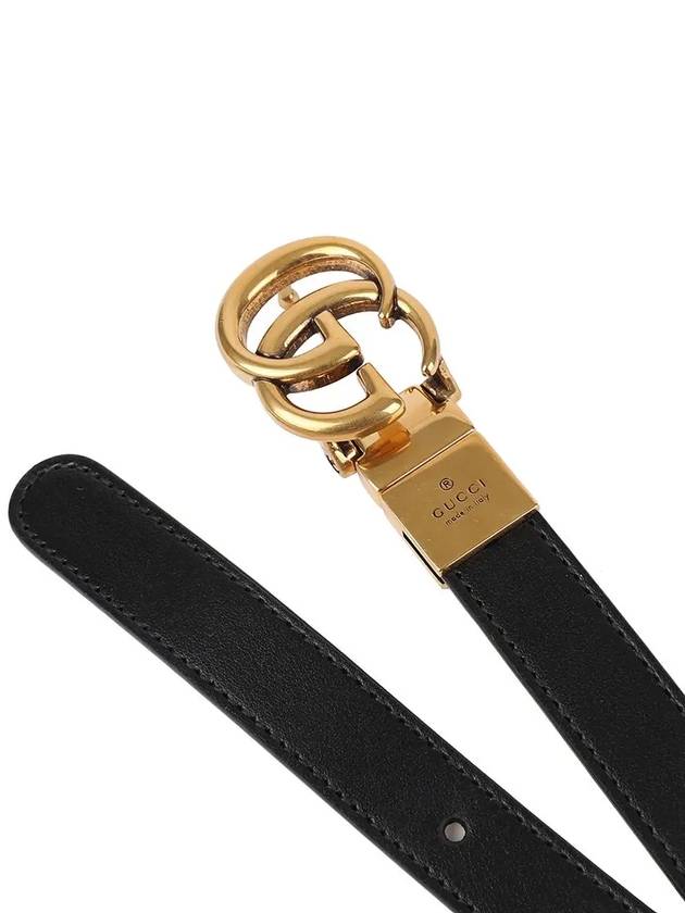 GG Marmont Reversible Thin Belt Black White - GUCCI - BALAAN 5